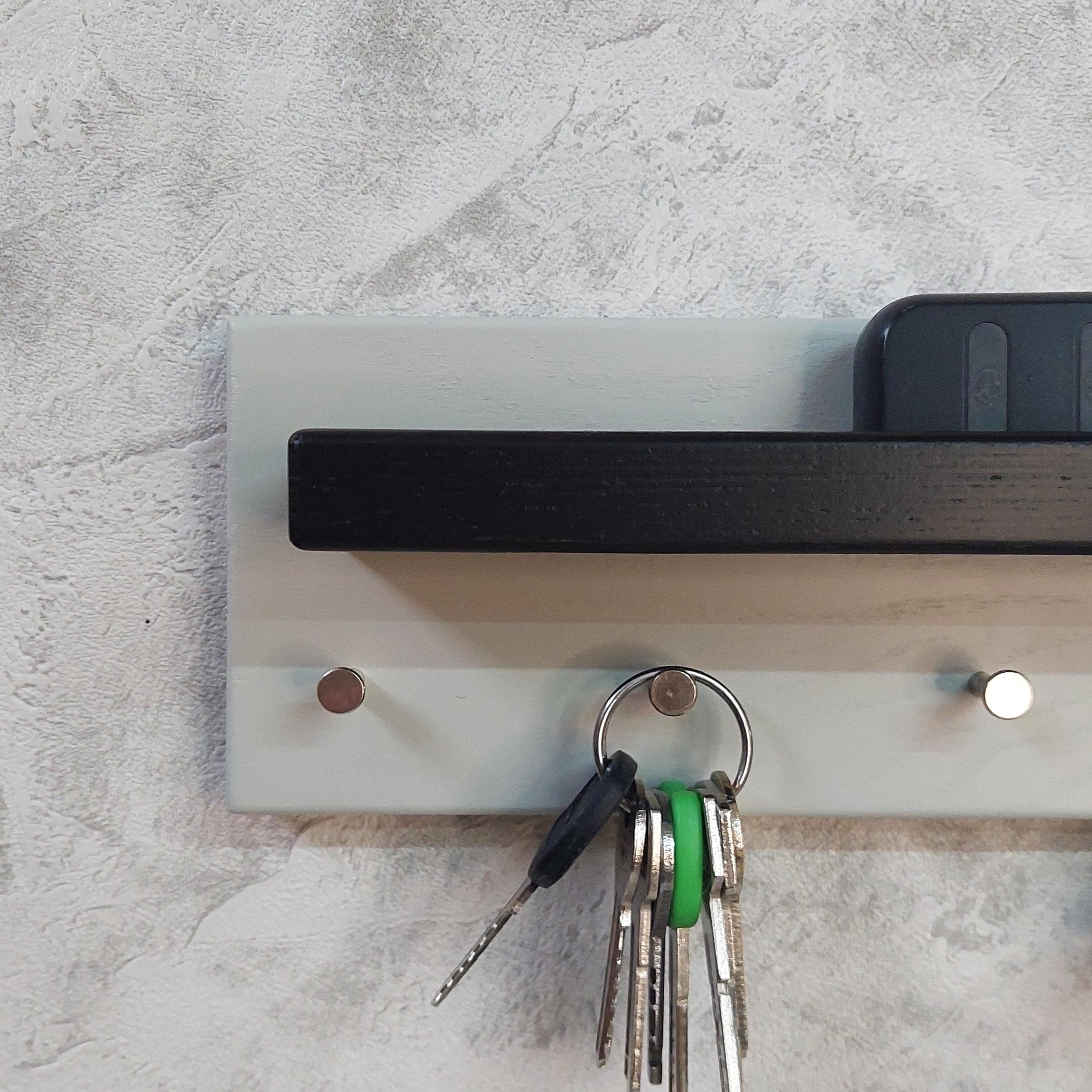 Minimalist Wood Key Holder with Shelf | Entryway Organizer | New Home Gift
