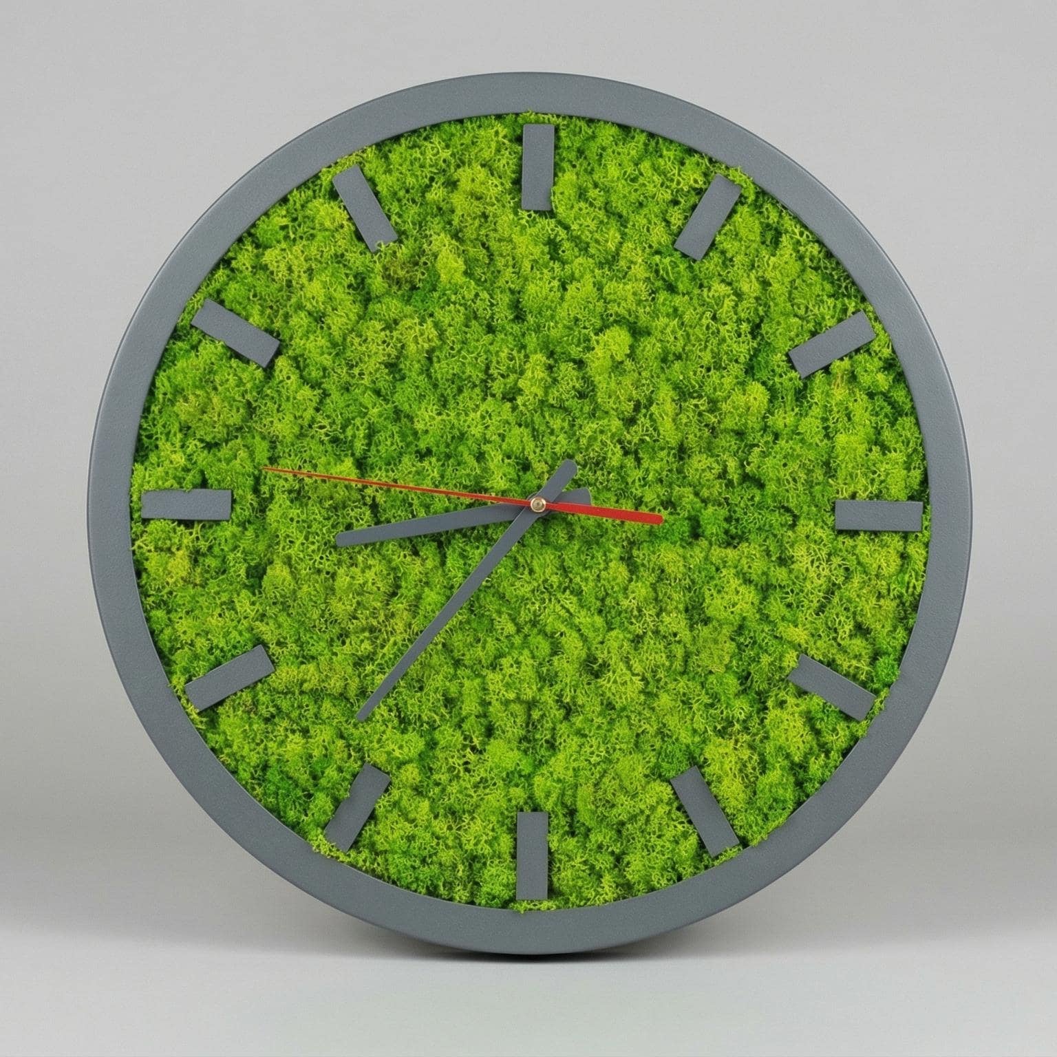 Modern Wood & Moss Wall Clock | Silent Timepiece