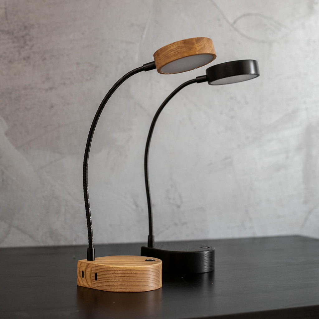 Handmade Wooden LED Desk Lamp, Flexible Reading Light