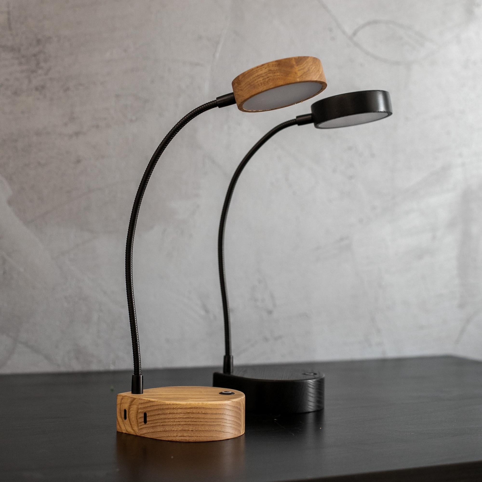 Handmade Wooden LED Desk Lamp, Flexible Reading Light