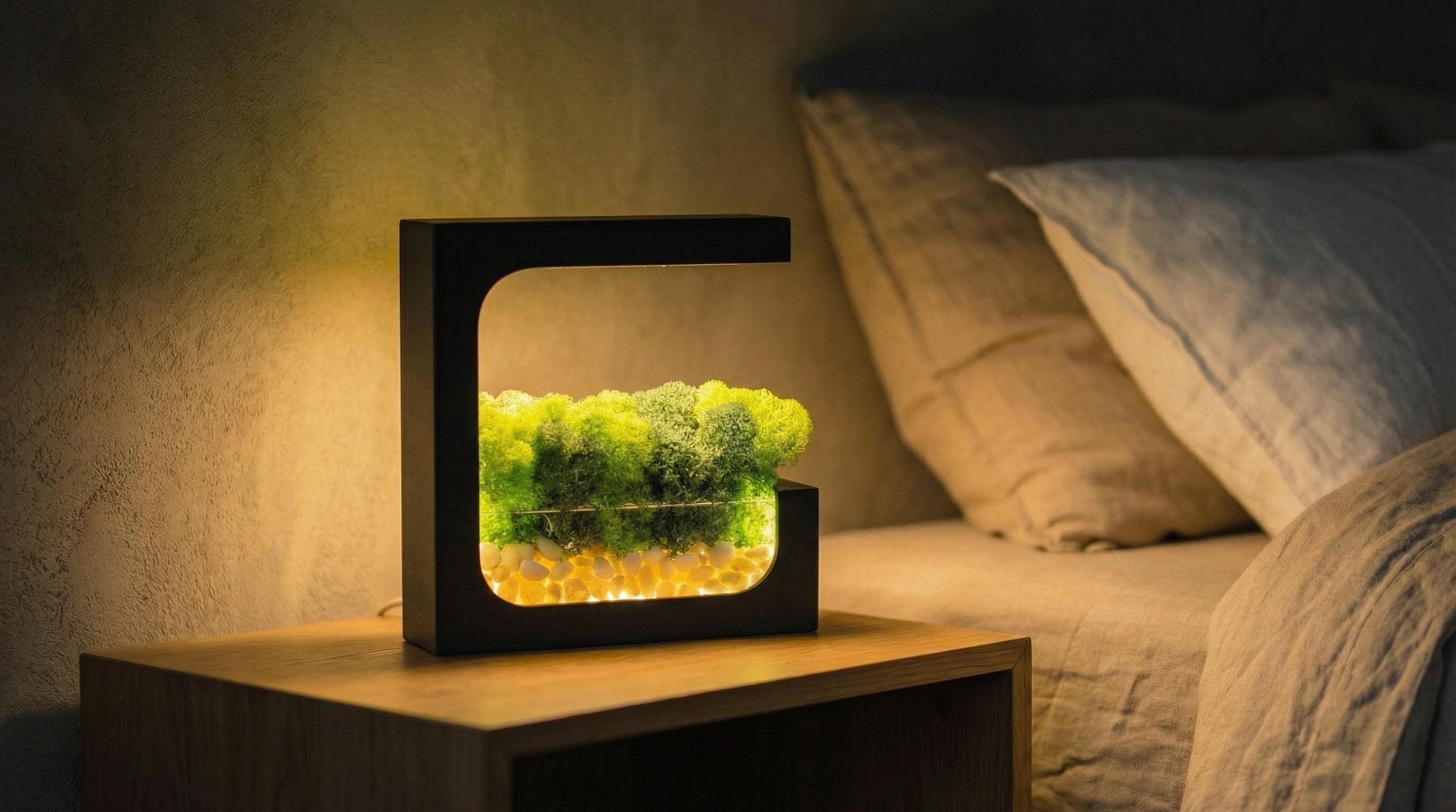 Wooden Moss Desk Lamp