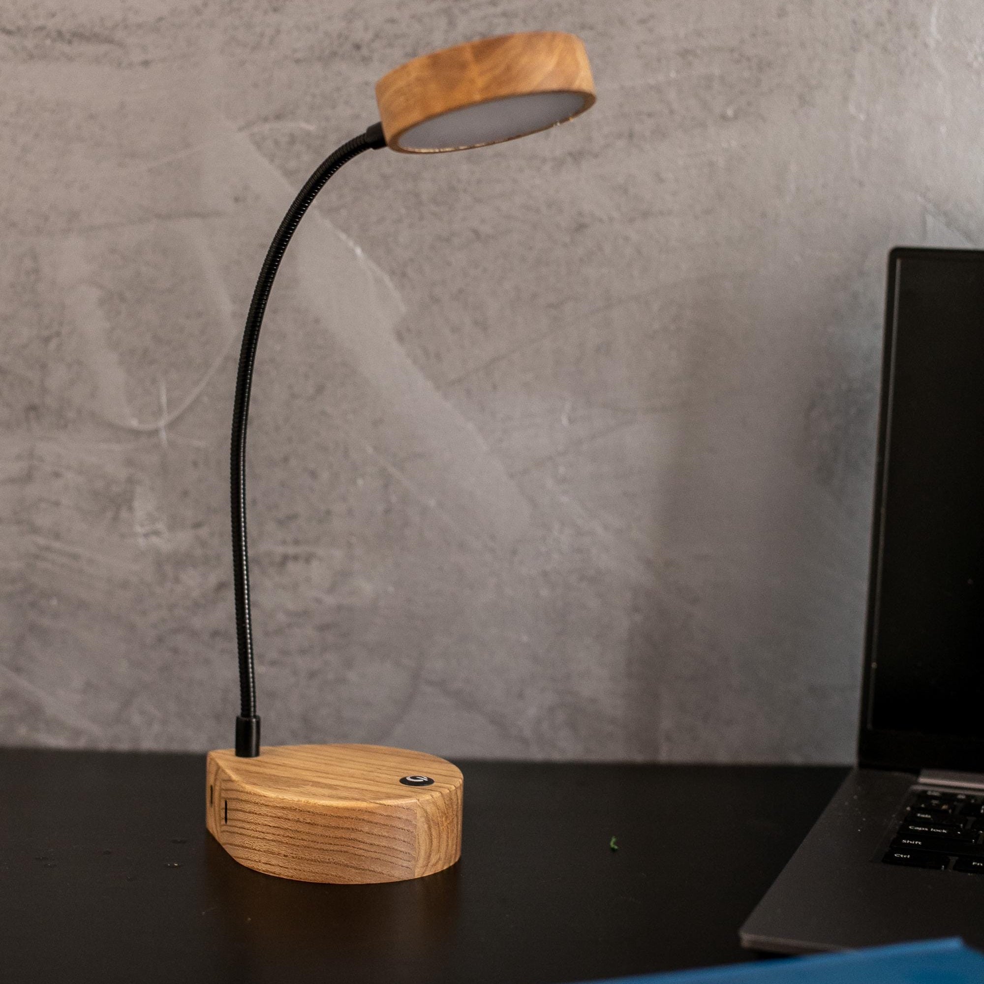 Handmade Wooden LED Desk Lamp, Flexible Reading Light