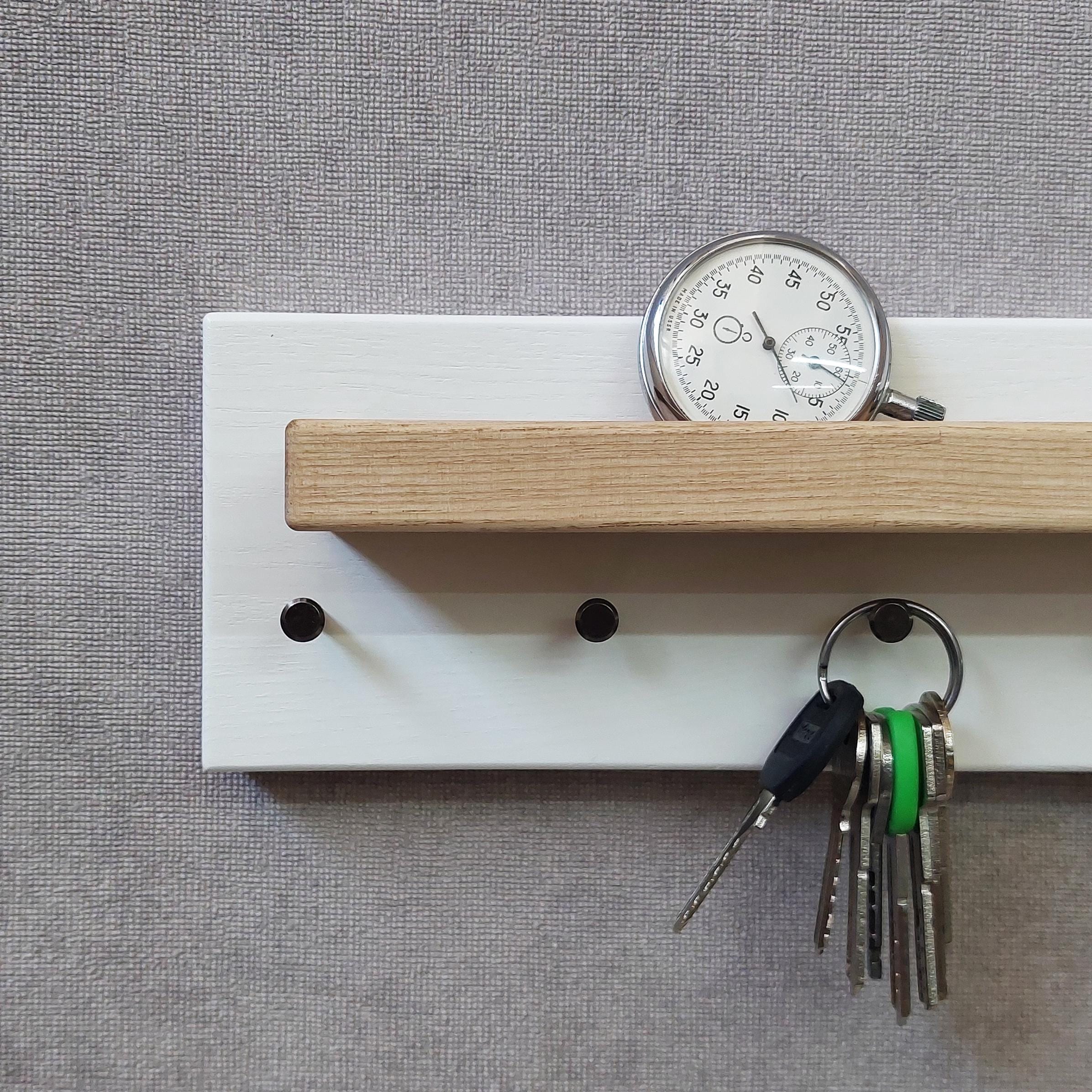 Minimalist Wood Key Holder with Shelf | Entryway Organizer | New Home Gift