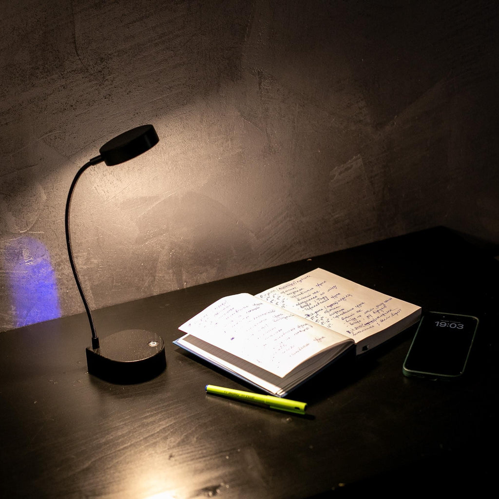 Handmade Wooden LED Desk Lamp, Flexible Reading Light