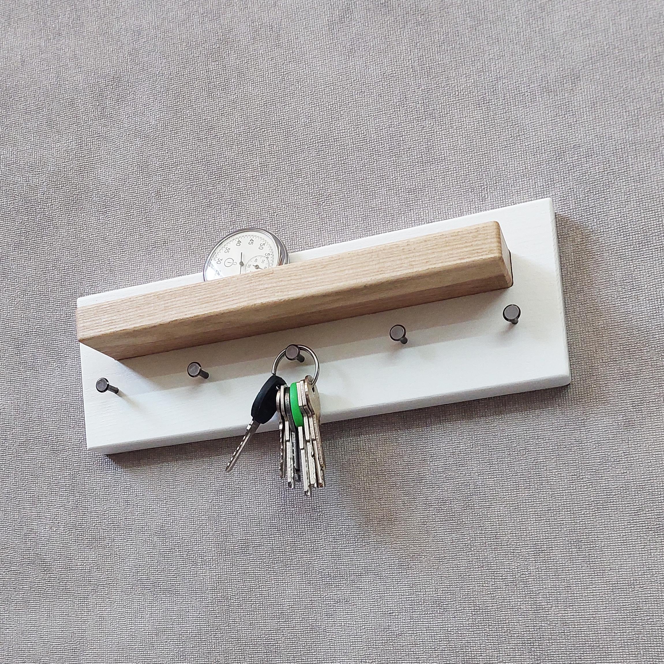 Minimalist Wood Key Holder with Shelf | Entryway Organizer | New Home Gift