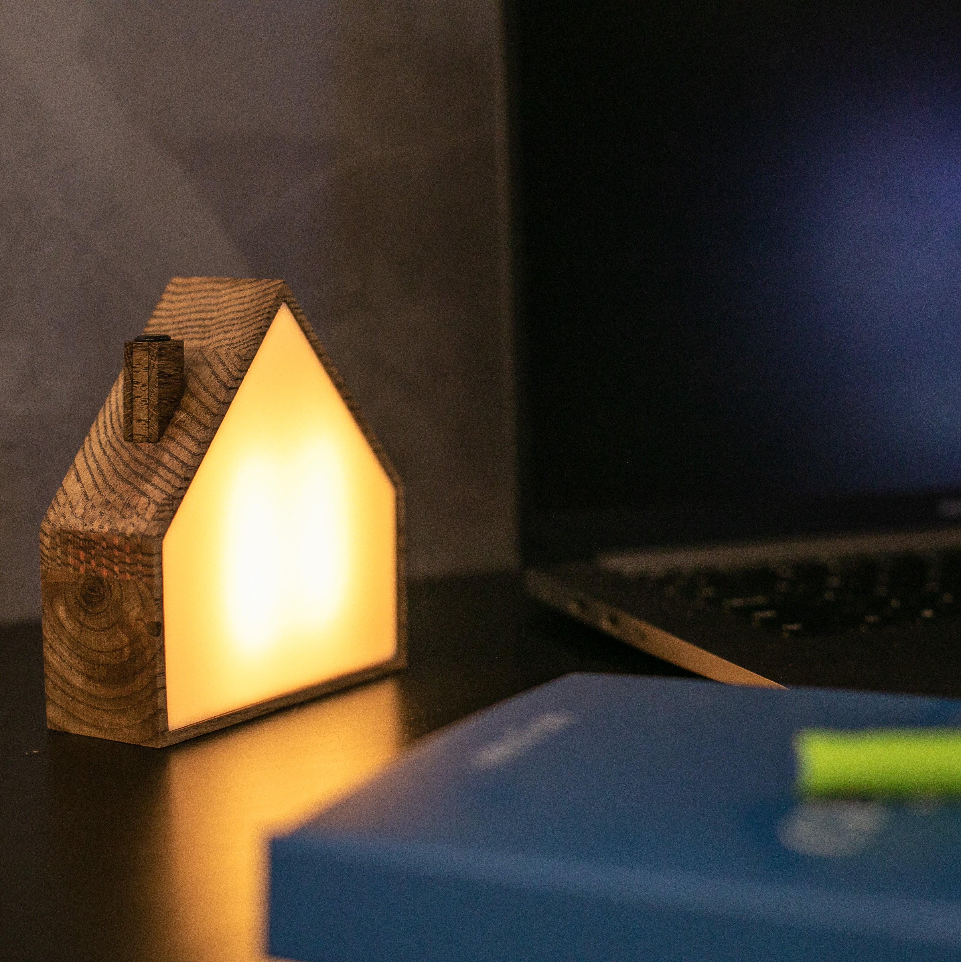 Wooden House Night Light | Touch Control Lamp