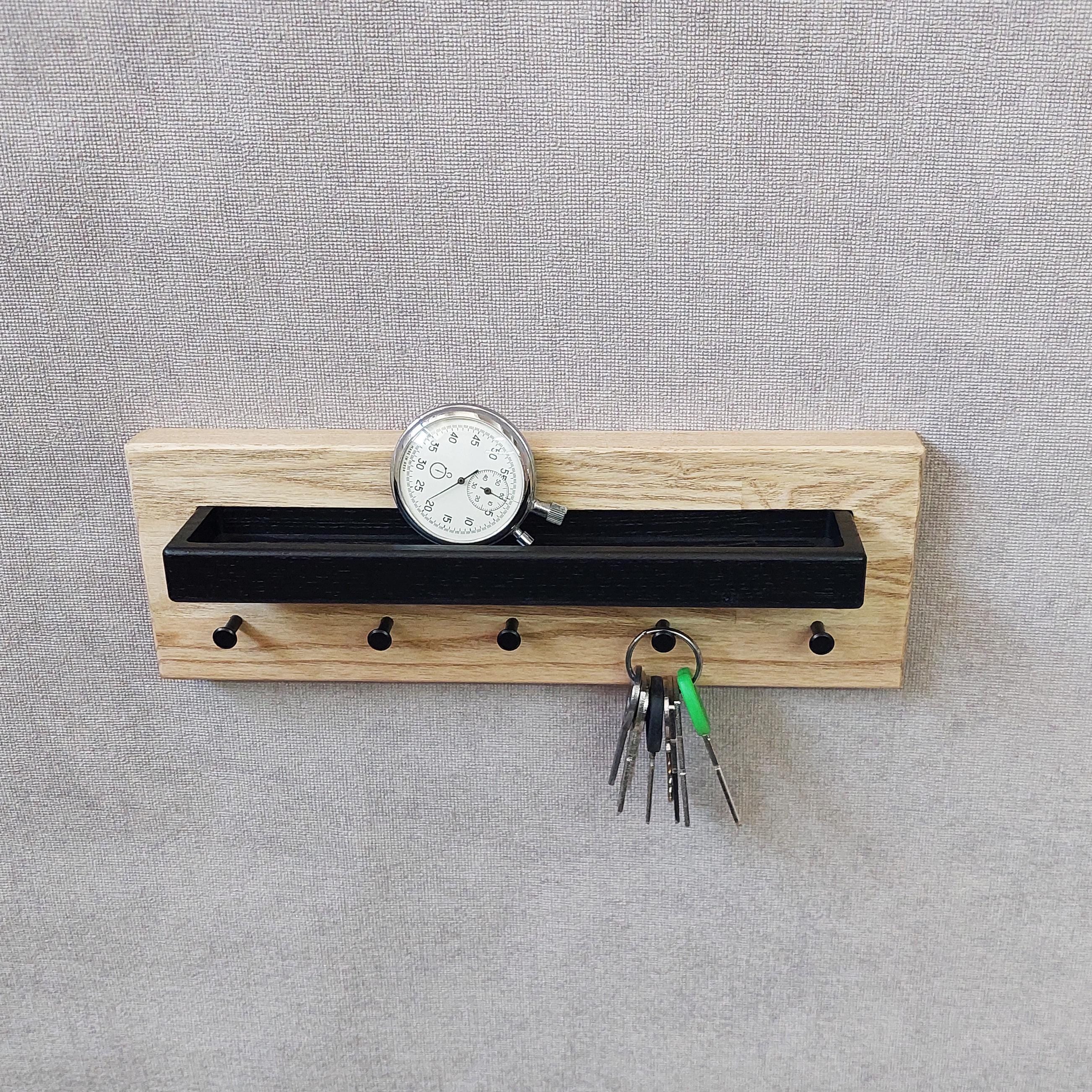 Minimalist Wood Key Holder with Shelf | Entryway Organizer | New Home Gift
