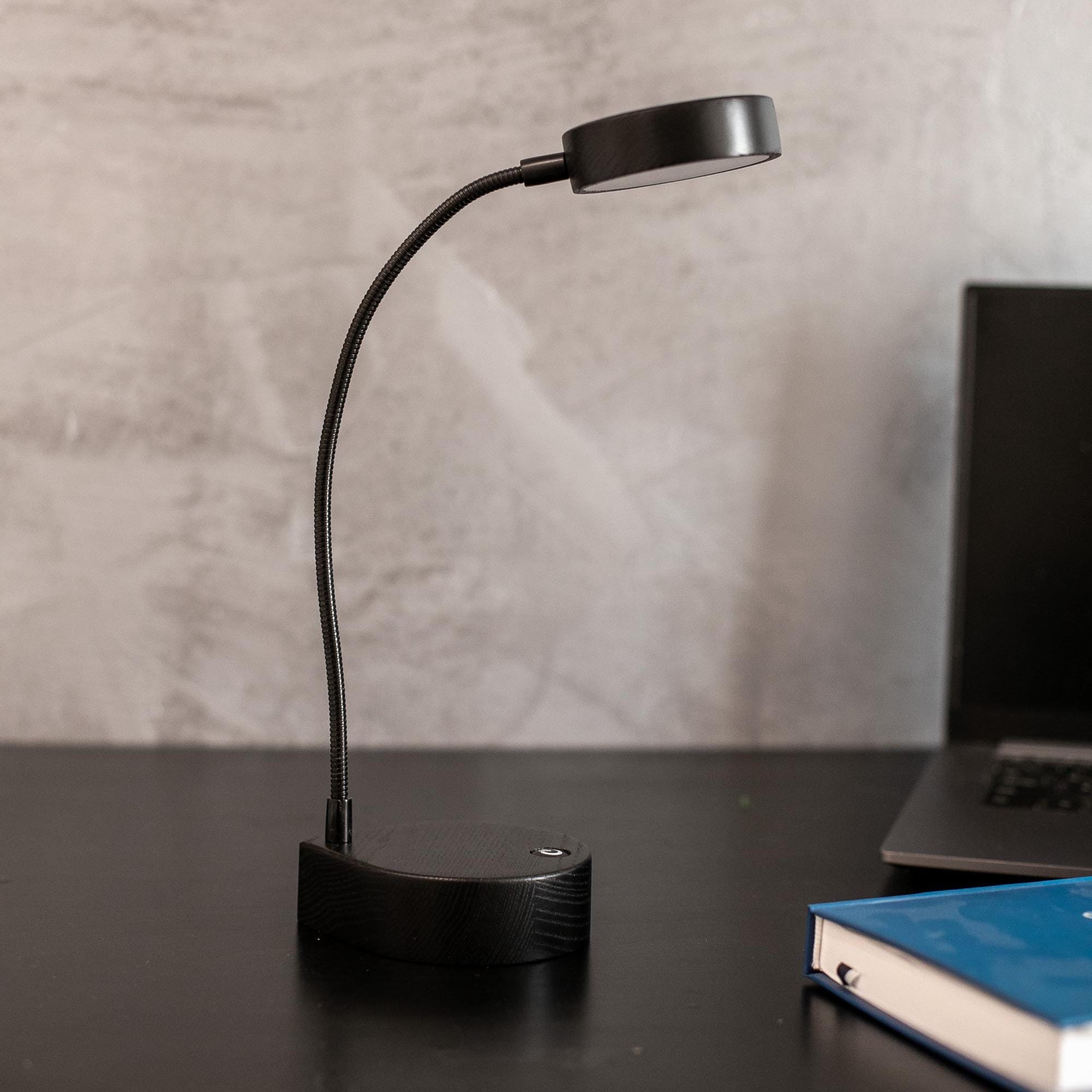 Handmade Wooden LED Desk Lamp, Flexible Reading Light