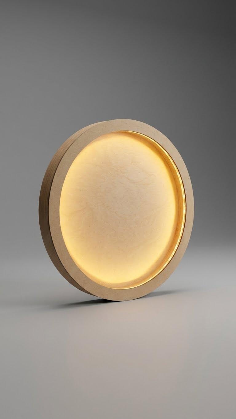 LED Backlit Round Wood Art Board | Resin, Acrylic, Mixed Media Canvas