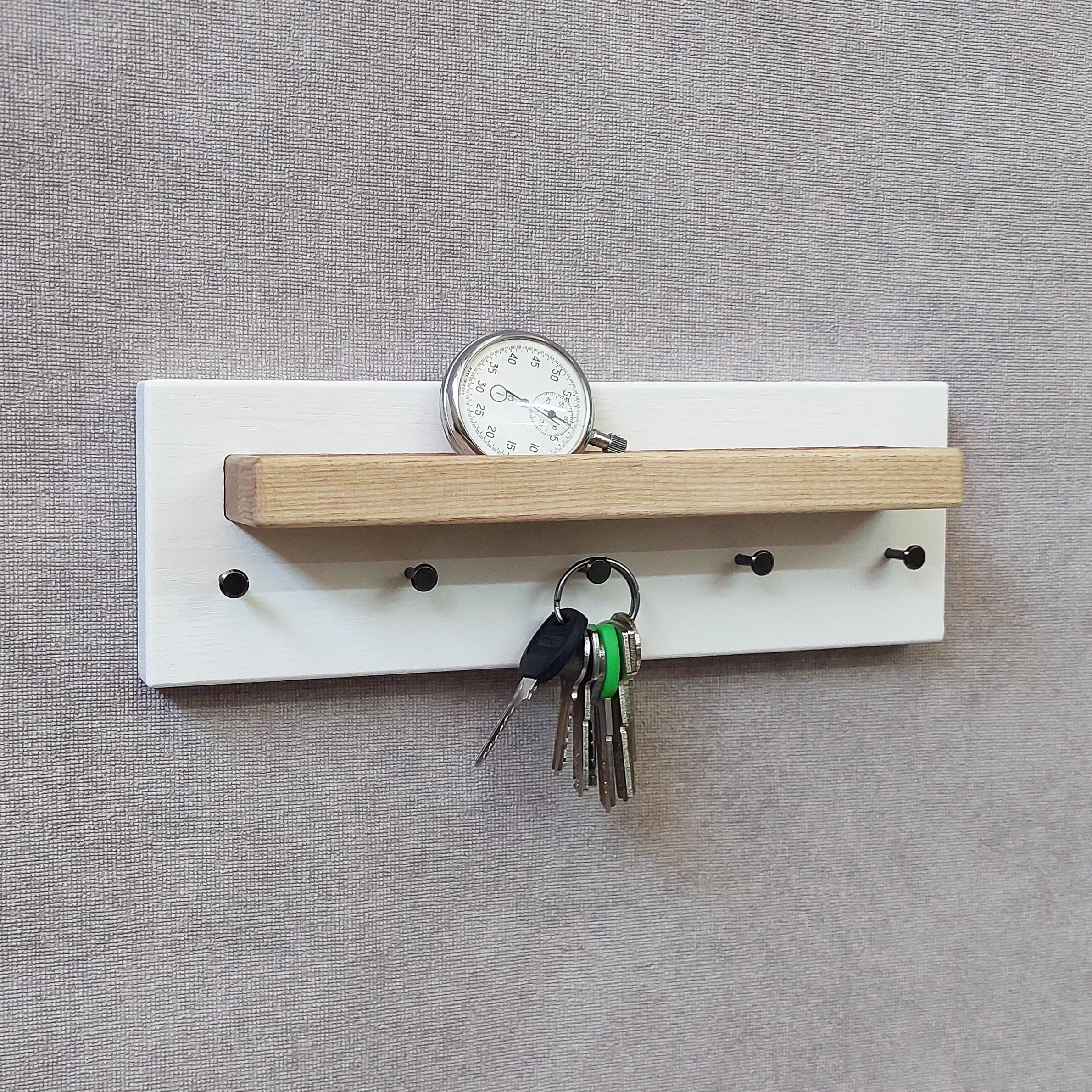 Minimalist Wood Key Holder with Shelf | Entryway Organizer | New Home Gift
