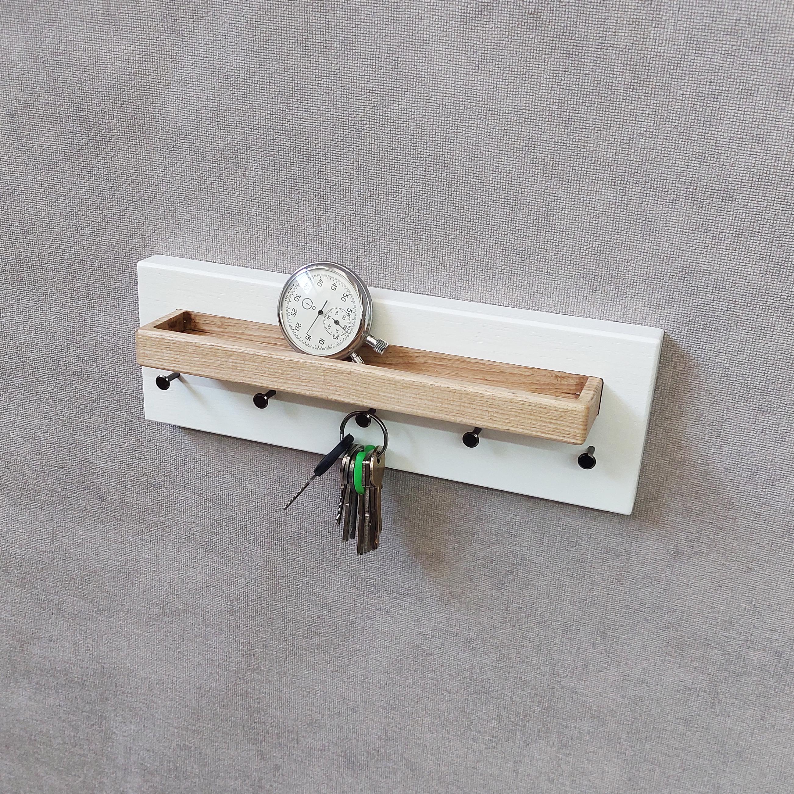 Minimalist Wood Key Holder with Shelf | Entryway Organizer | New Home Gift