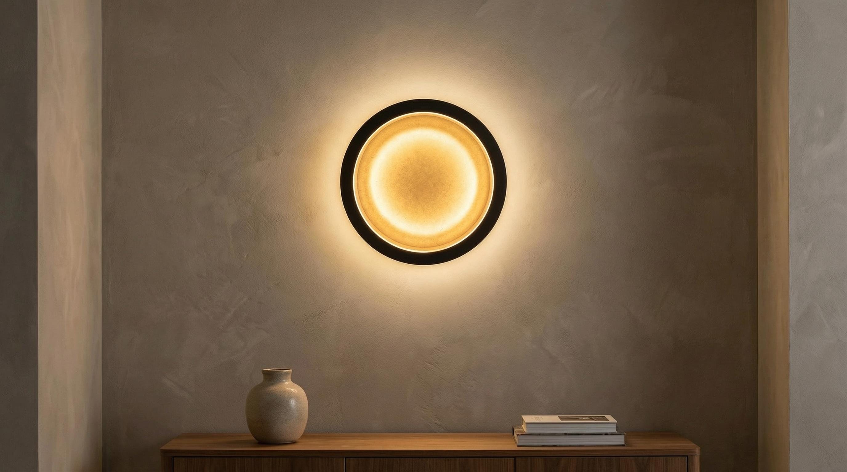 Round Wood Art Board with Double-Sided LED Backlight | Dual Illumination Wall Art