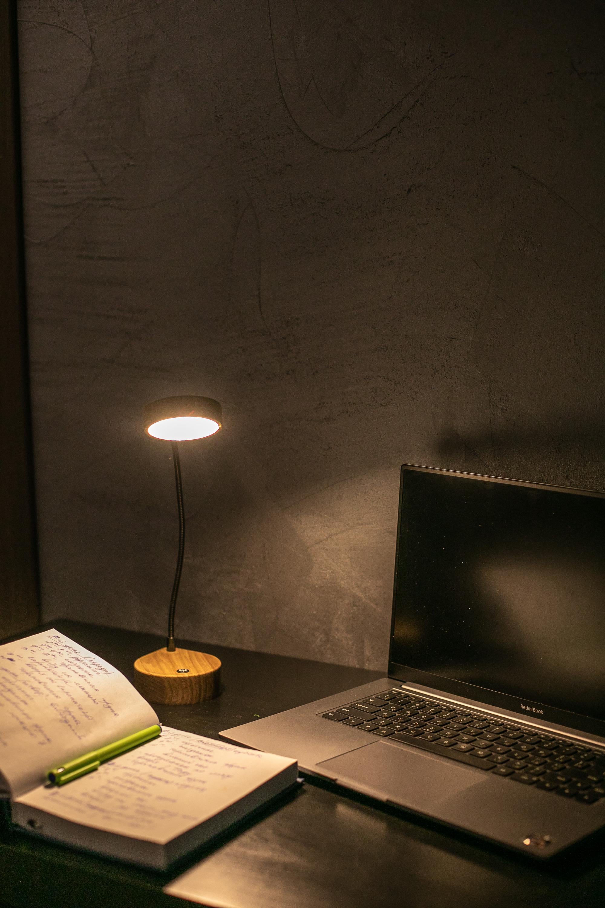 Handmade Wooden LED Desk Lamp, Flexible Reading Light