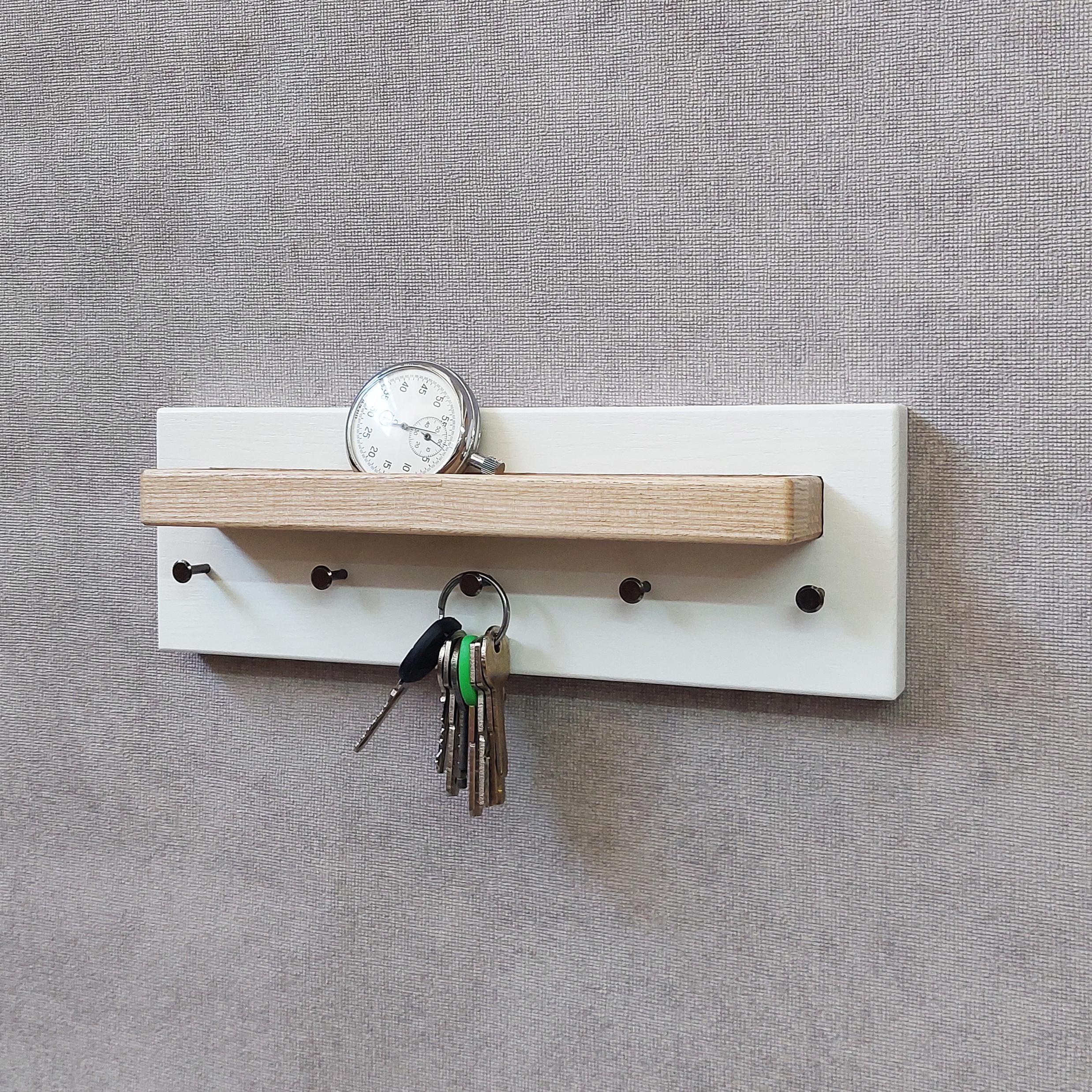 Minimalist Wood Key Holder with Shelf | Entryway Organizer | New Home Gift