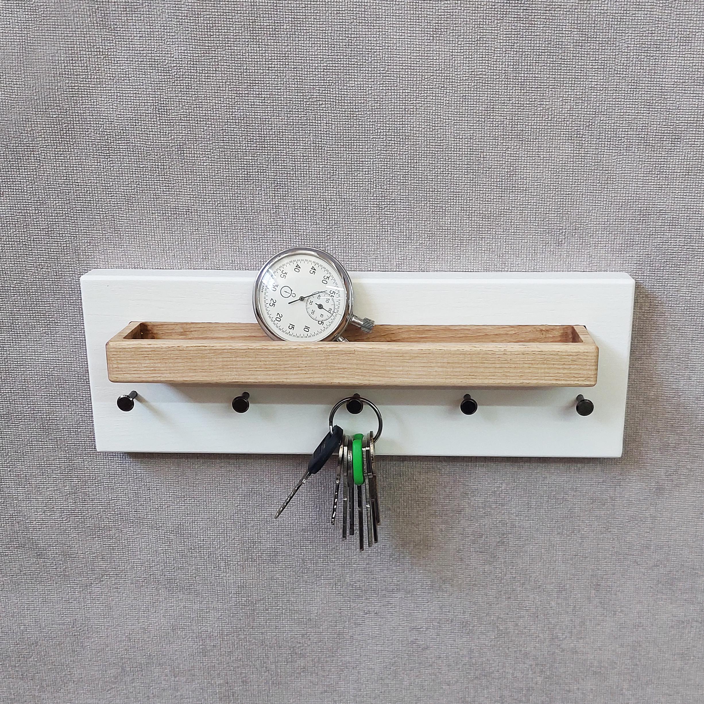 Minimalist Wood Key Holder with Shelf | Entryway Organizer | New Home Gift
