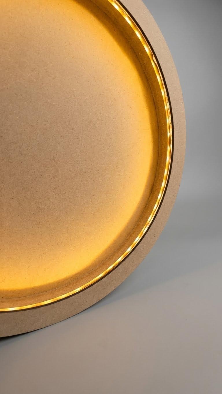 LED Backlit Round Wood Art Board | Resin, Acrylic, Mixed Media Canvas