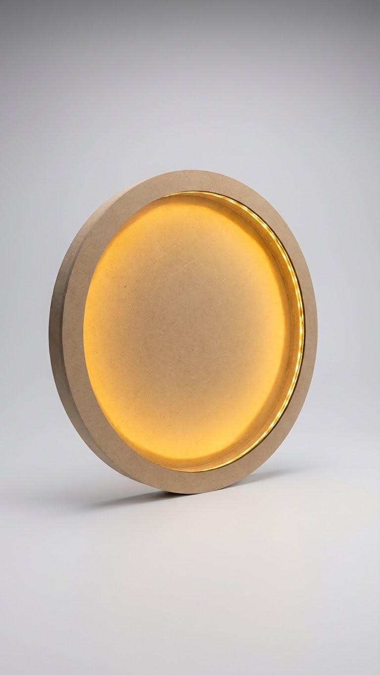 LED Backlit Round Wood Art Board | Resin, Acrylic, Mixed Media Canvas