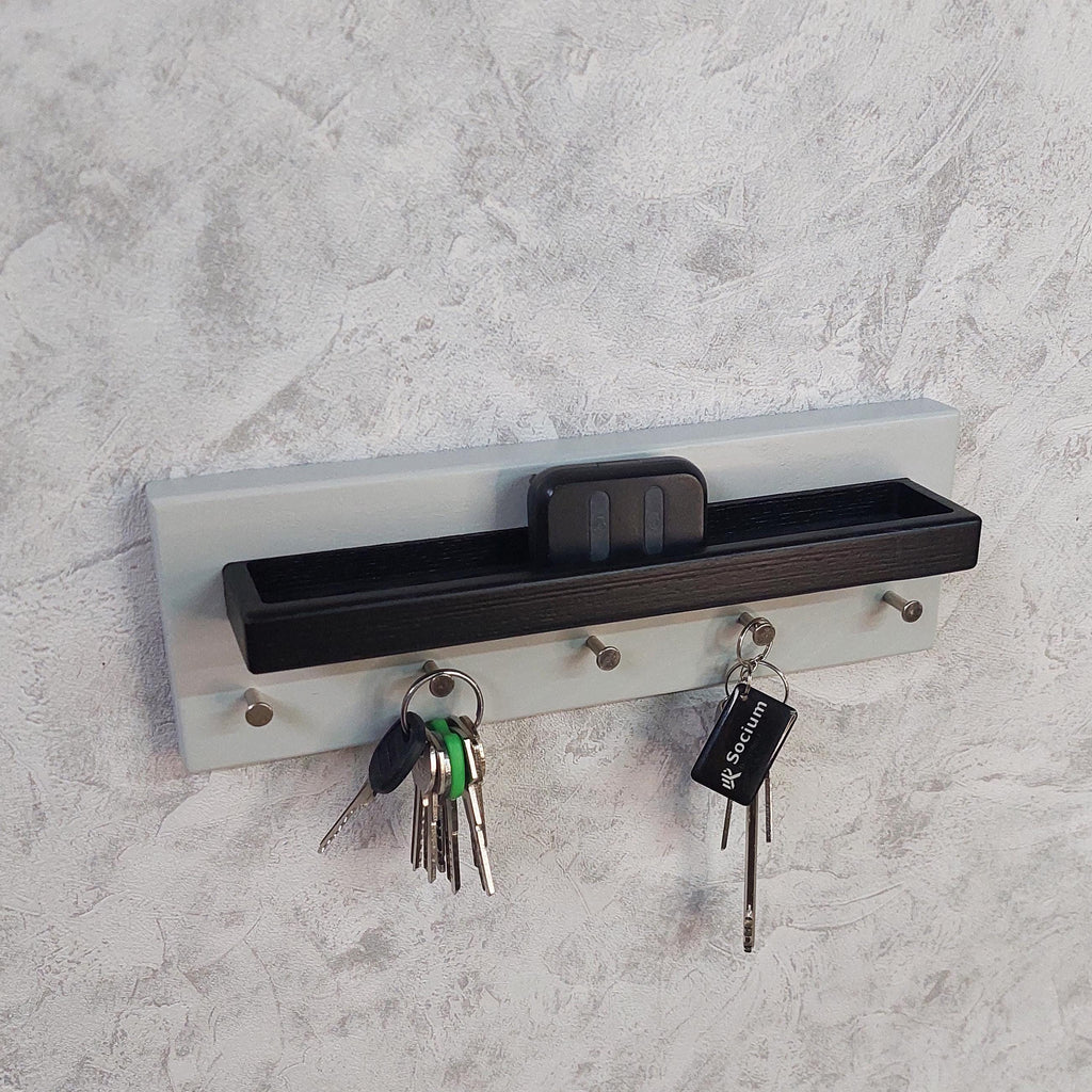 Minimalist Wood Key Holder with Shelf | Entryway Organizer | New Home Gift