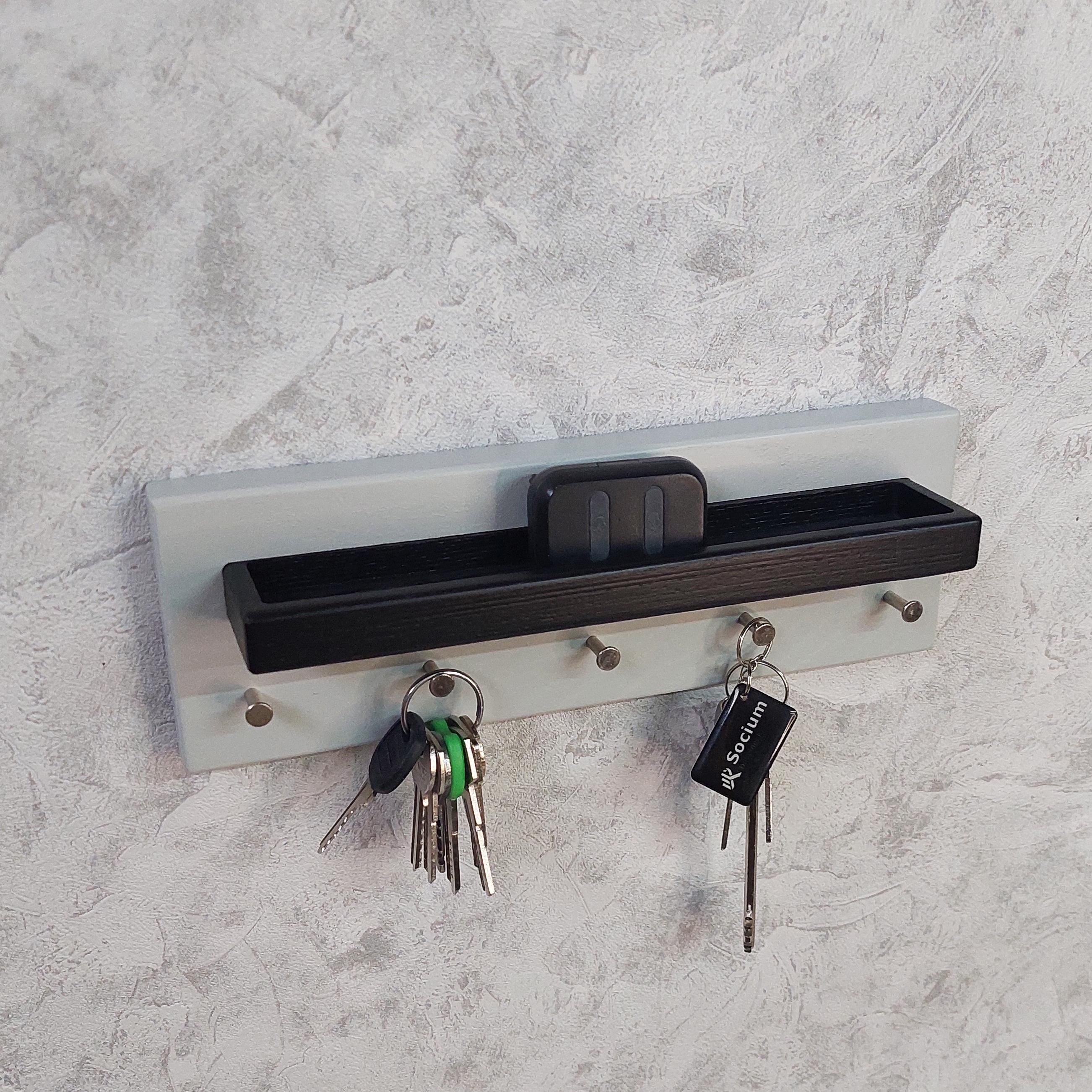 Minimalist Wood Key Holder with Shelf | Entryway Organizer | New Home Gift