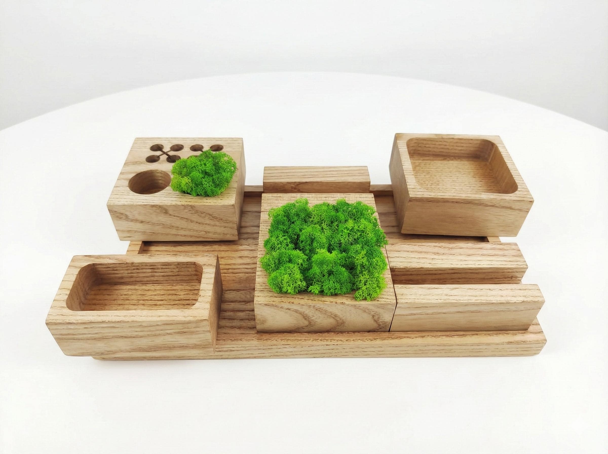 Large Modular 6-Piece Desk Organizer | Ash Wood & Moss