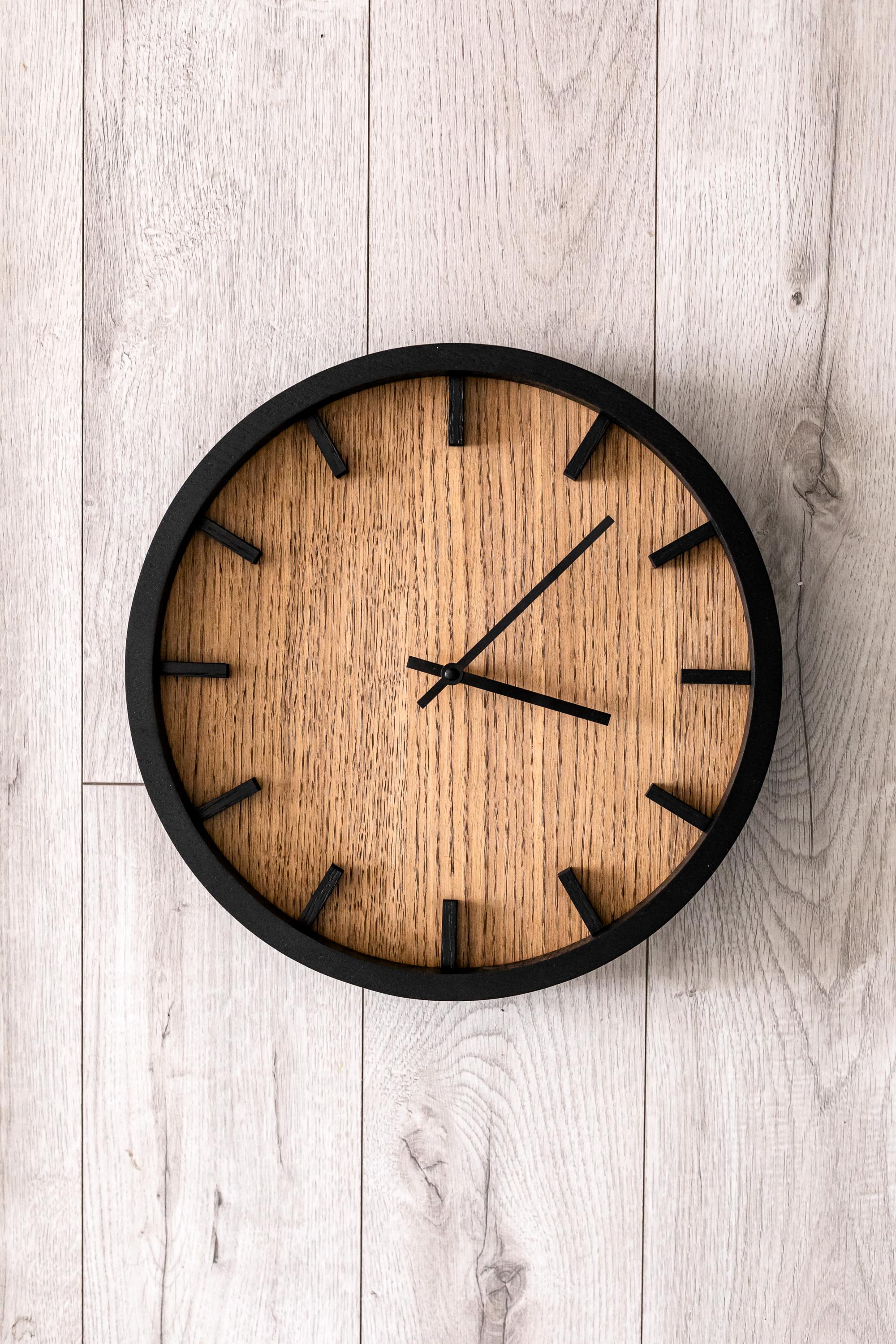 Modern Wood Wall Clock | Round Clock for Living Room | Natural Decor