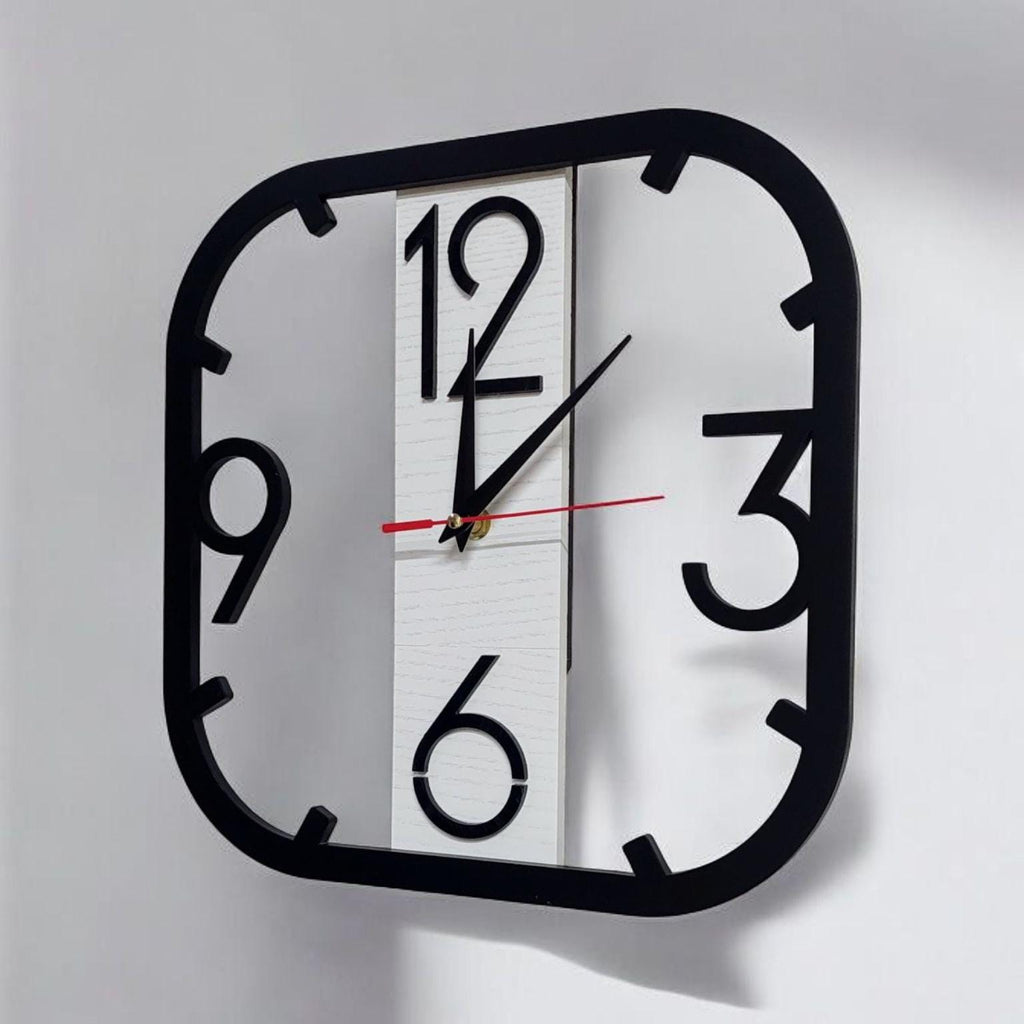 Modern Wooden Wall Clock | Minimalist Square Wall Watch with Large Numbers